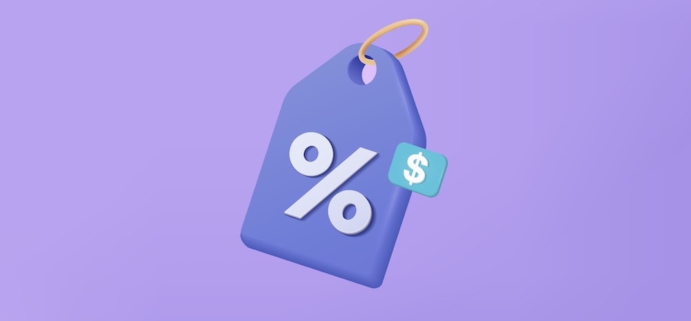 3D illustration of a discount tag